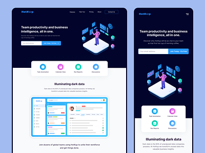 Task tracking and project management product landing page