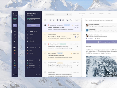 ProtonMail WebMail Dashboard - UI/UX/iOS