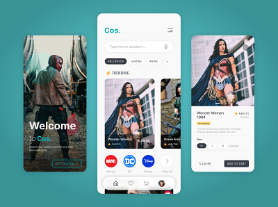 Cosplay costume shop app app cosplay products shop ui ux