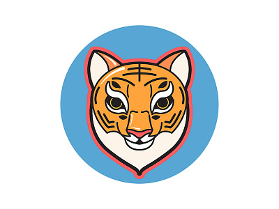 Tiger cat design flat illustration simple vector