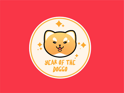 Year of the Doggo Badge badge design dog dog illustration doge dogecoin illustration japan orange red vector