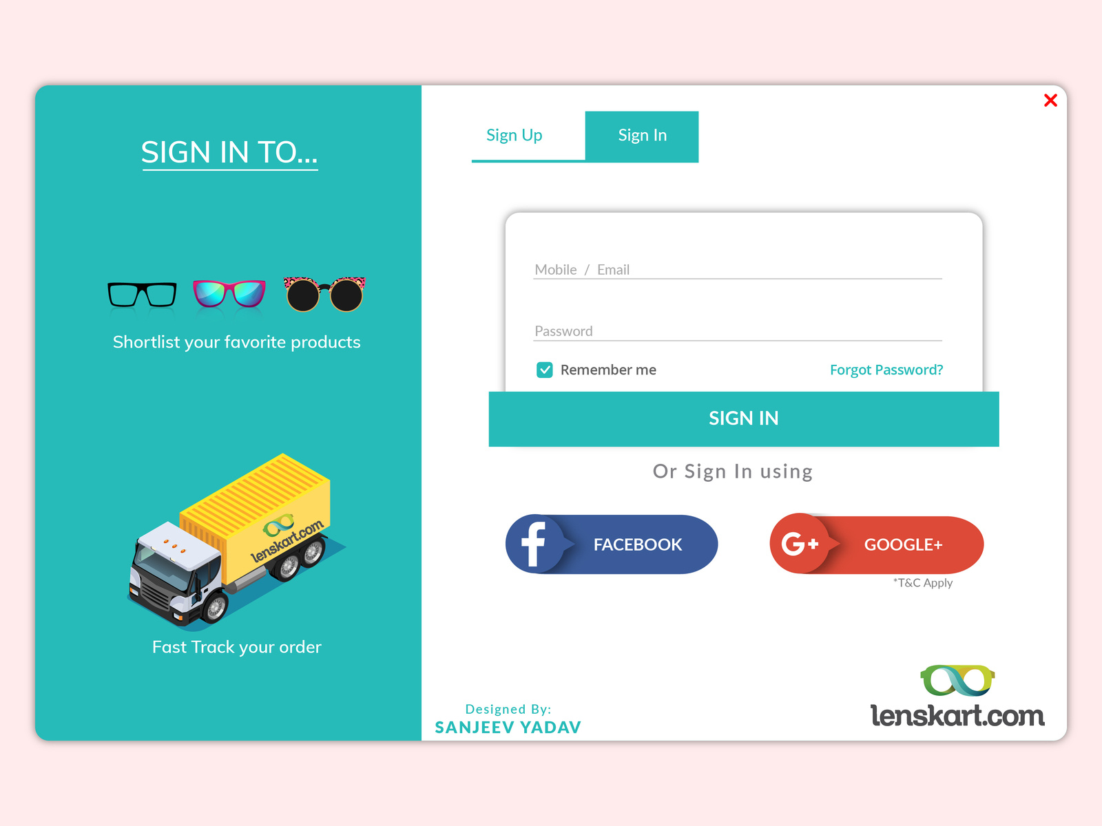 Lenskart Login Page by Sanjeev Yadav on Dribbble