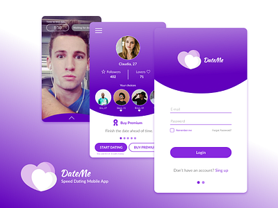 DateMe - Speed Dating Mobile App app concept design mobileapp ui ux