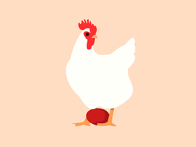 Chicken Surprise birb bird chicken easter egg hen illustration minimalistic red red egg rooster vector white