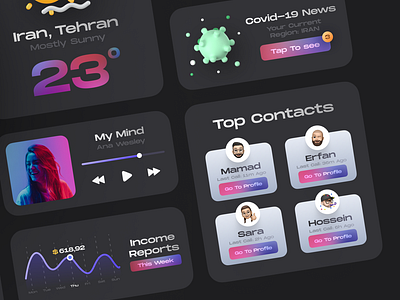 Dark UI Kit Elements by Ho3ein on Dribbble