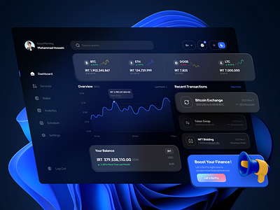 Cryptocurrency Dashboard - Dark Mode 3dicon crypto cryptocurrency dark darkmode dashboard dashboarddesign design finance iran persian swap trading ui uidesign ux uxdesign webdesign