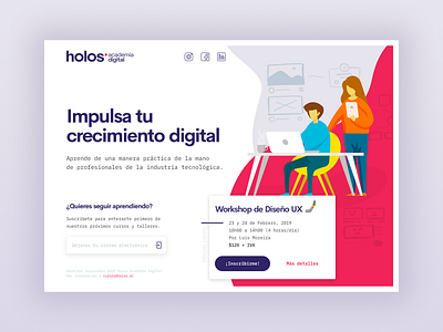 Holos Digital Academy - Landing Page Proposal clean design courses education illustration landing page product design sketch ui ui design ux vector visual