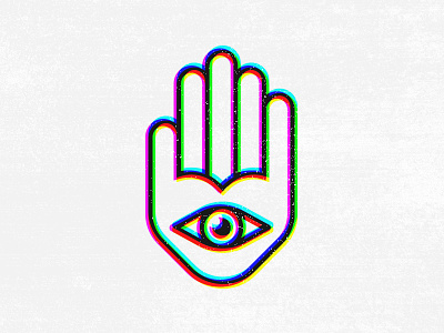 Mystic Heart Palm Logo 3d anaglyph eye hand heart logo mystic palm vector