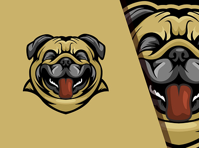 Dog Laughs ai cartoon design laugh logo mascot pet pug vector