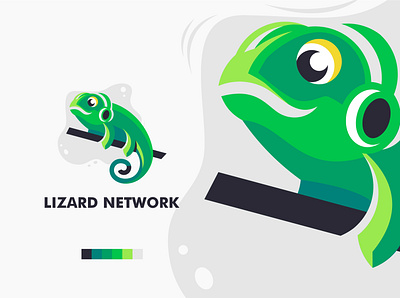Lizard Network Logo branding gaming graphic design lizard logo