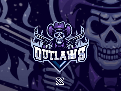 Outlaws brandidentity cigarette cowboy design esport fire gun logo mascot skull smoke vector