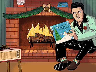 Holidays with Elvis 1950s elvis holiday illustration