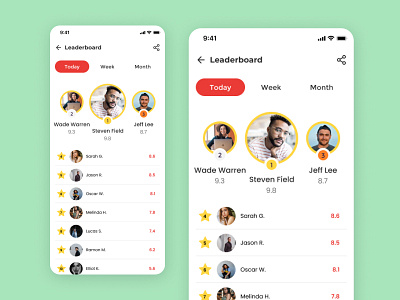 Leaderboard app app design dailyui design illustration iphone ui ux