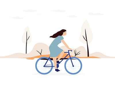 Bicycle travelling adventure cycling drawing illustation nature travel vector woman