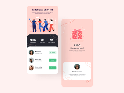 Yumzy Food Delivery App Invite and Earn page app appinterferance delivery app design food food app food delivery food delivery app illustration ios mobile ui uidesign uiux uiuxdesign ux