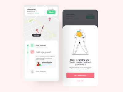 Yumzy Food Delivery App - Order Tracking and Self Pickup appinterferance delivery app design food and drink food app food delivery food delivery app illustration minimal order tracking ui uidesign uiux uiux design