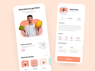 Chef Finder App app appinterferance chef chef app chef hire clean design food app hiring minimal ui uidesign uiux uiuxdesign ux