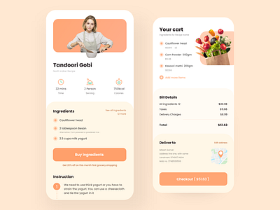 Recipe app and Cart page