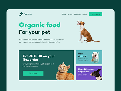 Organic Petfood Online Store Web Design design dog food food app food delivery food tech food web kitten food minimal pet food pet store ui uidesign uiux web design website