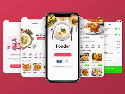 Fooder A Food ordering app app appinterferance branding clean design icon illustrator ios minimal mobile type typography ui uidesign ux web