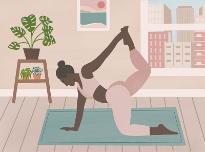 Morning yoga illustration design flat illustration sketch ui