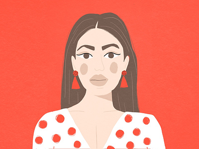 Red girl illustration face girl