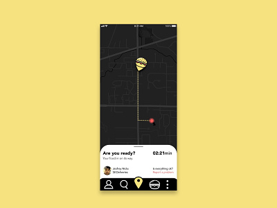 Daily UI #020 Location Tracker 020 app black yellow dailyui illustration location tracker map mobile sketch tracker ui