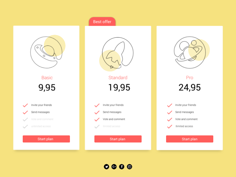 #030 Pricing 030 dailyui design pricing pricing table sketch ui vector