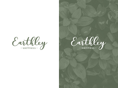 Earthley Wellness earth green leaves logo redesign script
