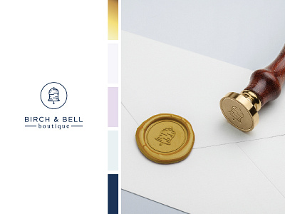 Birch & Bell Brand bell birch boutique branding circle gold icon light blue logo navy purple