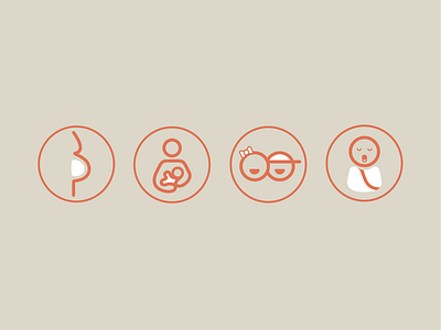 Earthley Wellness Icons baby breastfeeding healthy icondesign icons kids pregnant safe salmon tan vector white