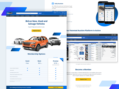 Car Landing Page auction car car rental copart insurance landing page membership ppc pricing table ui uidesign used car ux vehicle web