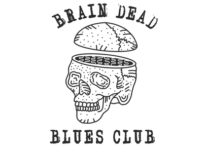 Brain Dead Blues Dribbble black and white brain dead flash line art line work logo skull tattoo