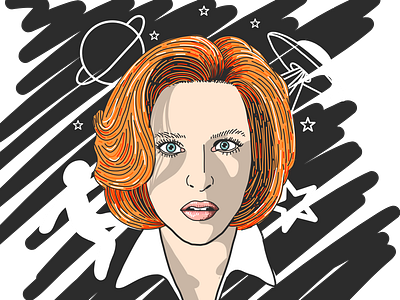 Mulder, it’s me... adobe aliens black and white character color drawing et face illustration line art scully space x files x files xfiles