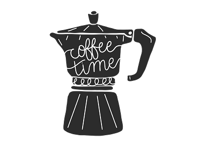 Coffee Time art black and white coffee espresso hand drawn icon illustration negative space