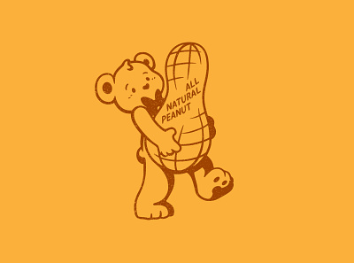 Teddie - Natural Peanut Butter - Mascot brand branding identity illustration mascot design mascot logo peanut butter peanuts rebrand concept teddie bear