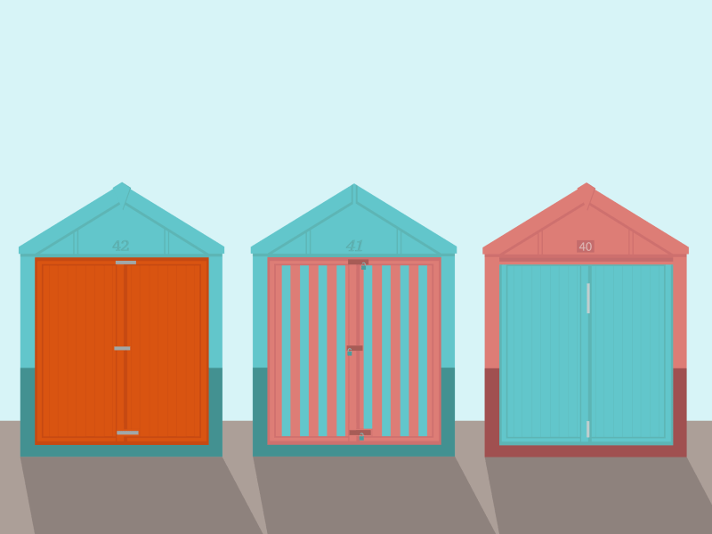 Beach Huts! animation illustration
