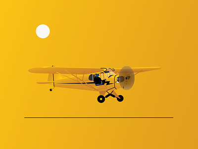 Piper Cub Final adobe adobe illustrator airplane aviation gradient illustration piper cub texture vector vector art