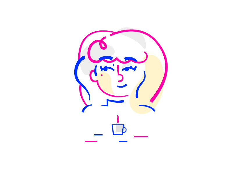 Espresso Girl milk design illustration cup smile coffe line colors portrait girl espresso