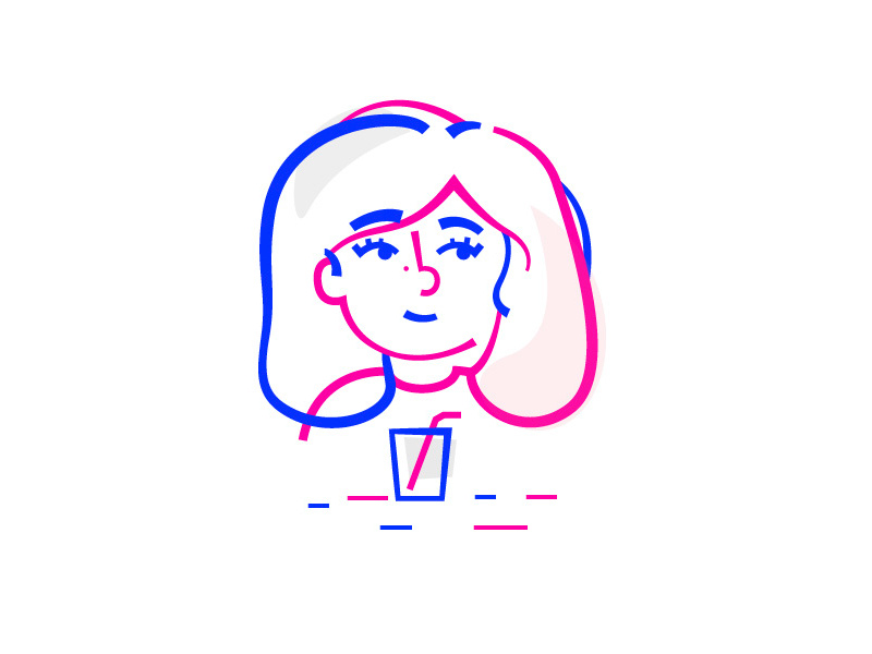 Soda Girl color smile blue colors line vector lines design illustration girl