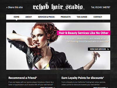 Rehab Hair Studio Webdesign Homepage black urban