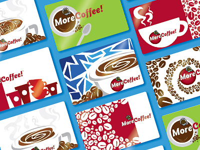MoreCoffee! Gift cards coffee design gift cards graphic design layout moreflavor!