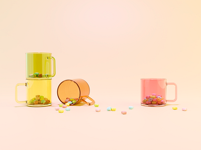 3D stars & cups 3d 3dart blender blender 3d blender3dart glasscups stars