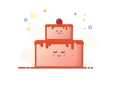 Strawberry cake Familly animation cake cake strawberry cute illustration illustrator mba strawberry