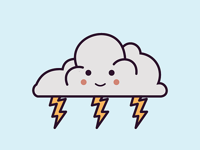 Mr cloud climat cloud cute flat illustration illustrator mbe meteo thunder weather wind zeus