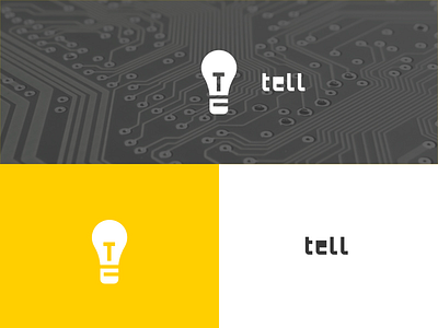 Tell black bulb grey grid light logo minimal mono monogram orange tell type typography white yellow
