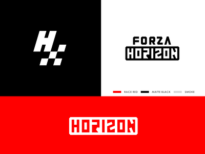 Forza Horizon black block clean colorful design grid icon lettering logo minimal modern monogram negative space pixl red silas simple typography white