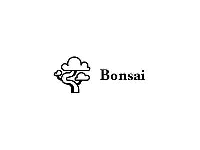 Bonsai black clean design grid icon illustration logo minimal modern monogram negative space pixl silas simple vector white