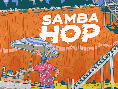 Samba Hop artwork beach bunny character design design digital illustration drawing illustration orange procreate