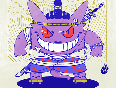 Gengar from Ghost Brigade! artwork character design comission digital illustration drawing fanart illustration pokemon procreate samurai